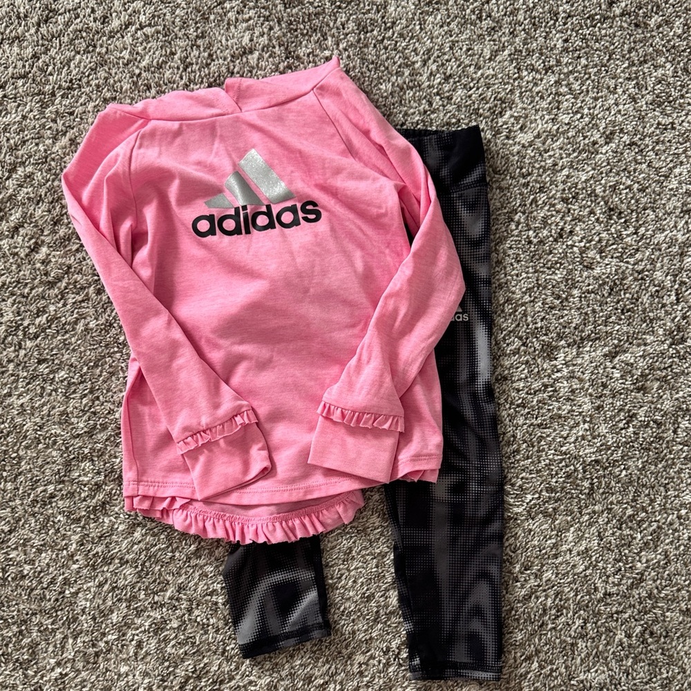Adidas Kids Pink Top and Black Leggings